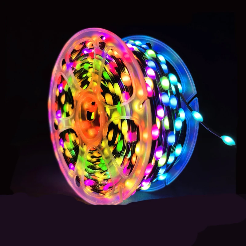 LED Space 1.5cm 2cm color lights flashing low-voltage string lights full sky star waterproof rice grain solar wire lights