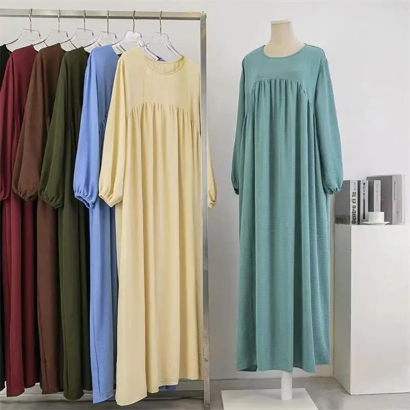 Arabian robe pullover robe skirt autumn long skirt dress affordable low price solid color loose