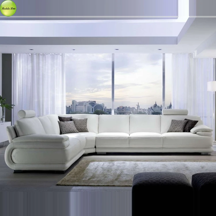 Living room white leather corner sofa designs 711