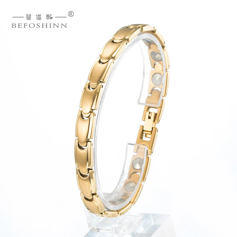 Новый дизайн, медицинский титановый браслет из Германия с позолотой 18 К