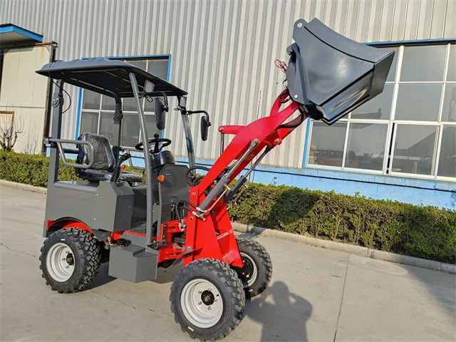 Mini 4wd electric wheel loader with quick attach pallet fork for horse/cattle farm/chicken coop