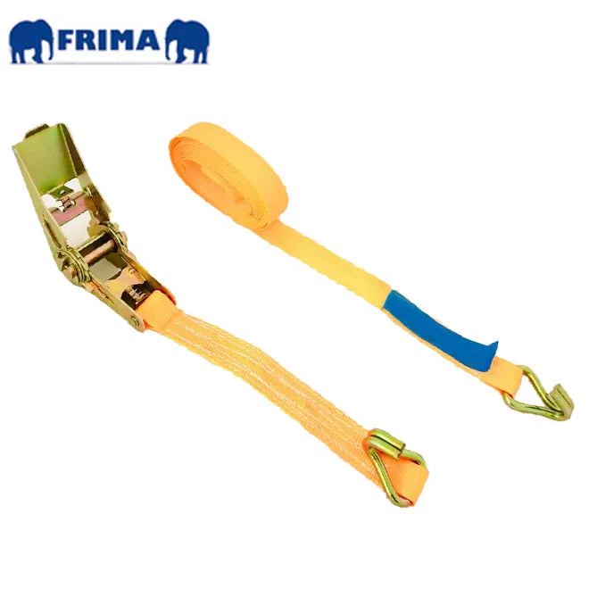 25mm/5m/500KGS/1100LBS Metal Ratchet Webbing Buckle Strap Polyester with 2pcs Double J Hook