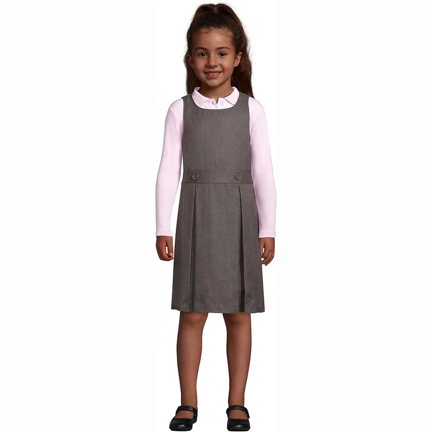 Customized School British Style Khaki Girls Uniform Solid Jumper