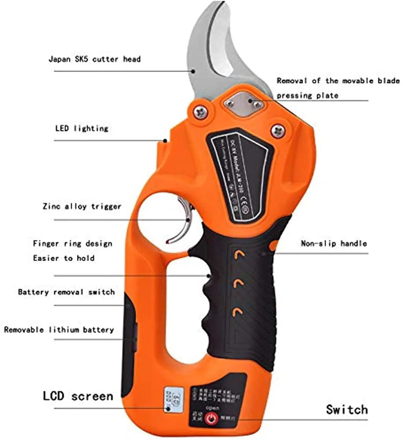 Dropshipping In Stock Garden Pruner Lithium Battery Cordless Electric Branch Pruning Shears