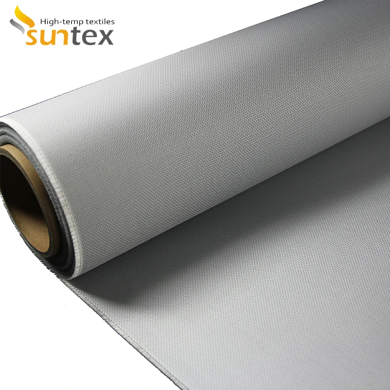 0.4mm Grey Polyurethane Fiberglass Cloth 60min Fireproof Fabrics For Fire And Smoke Curtains