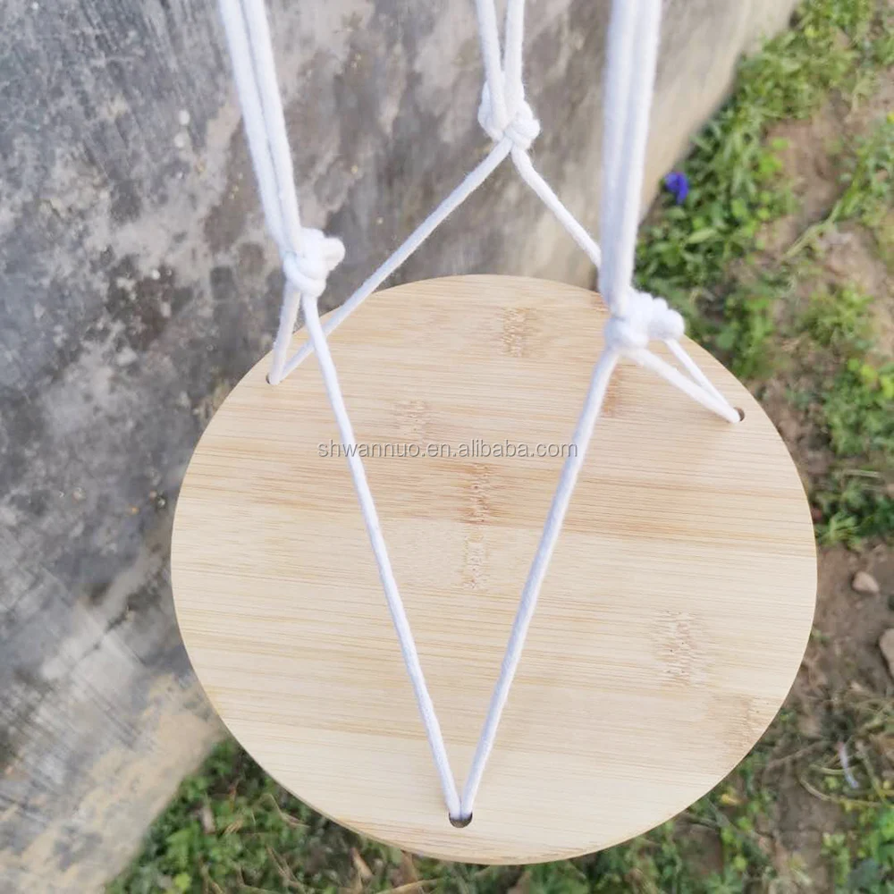 Wanuocraft Home Decor Macrame Plant Hanger Shelf Hanging Planter Custom Bamboo Flower Shelf