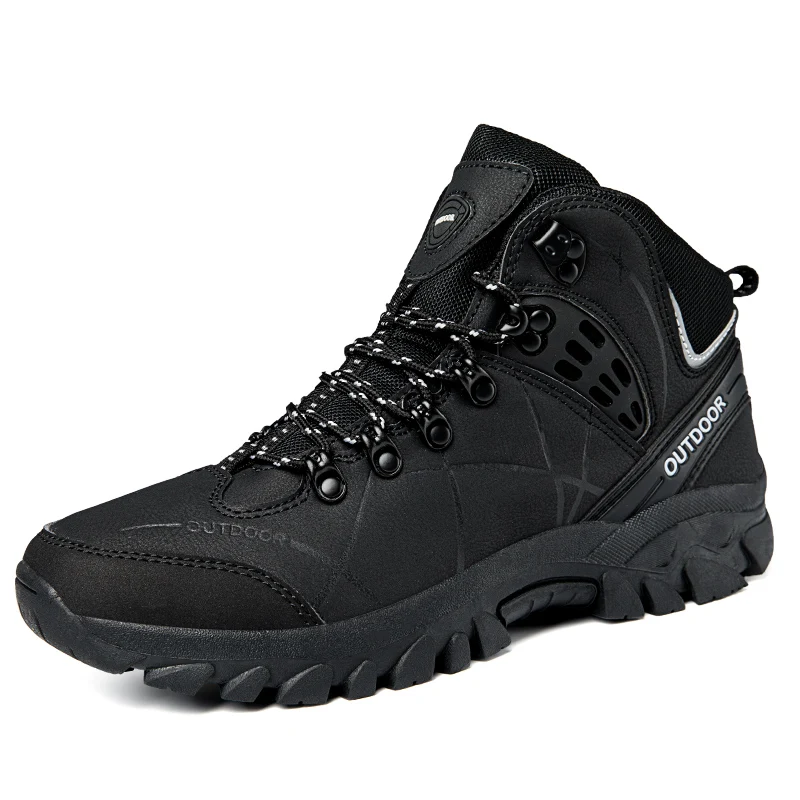 Cheap wholesale custom factory direct sales black large size hiking shoes warm non-slip TPU soles Climbing Boots