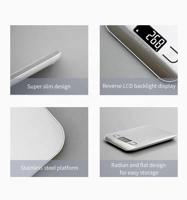 Hot Selling 5kg Electronic Digital Kitchen Scale Measuring Food with LCD Display Stainless Steel with Battery Power Wholesale