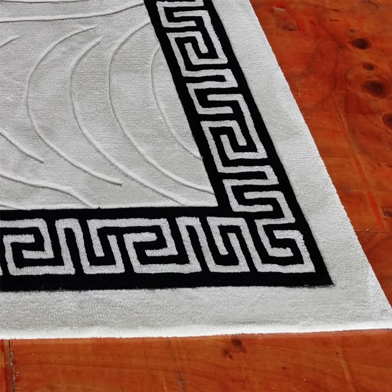 grey and black color with carving 8*10 ft hand tufted carpet rugs china