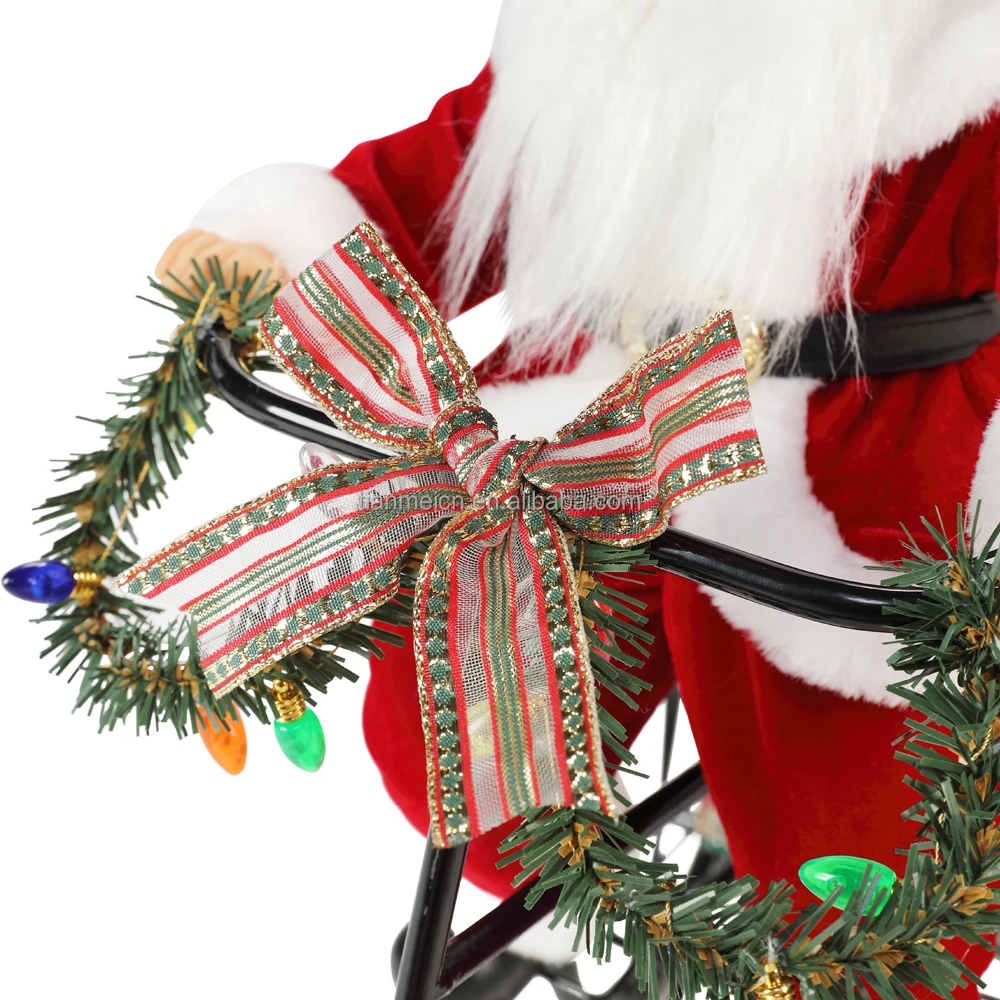 45cm santa claus sitting on tricycle lighting christmas decoration figurine collection fabric holiday festival custom item