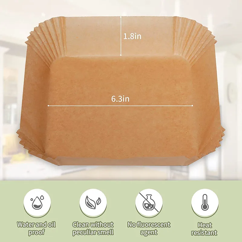 Wholesale Waterproof Greaseproof Disposable Air Fryer Food French Fries Paper Liner Custom Parchment Silicone Baking Paper Tray
