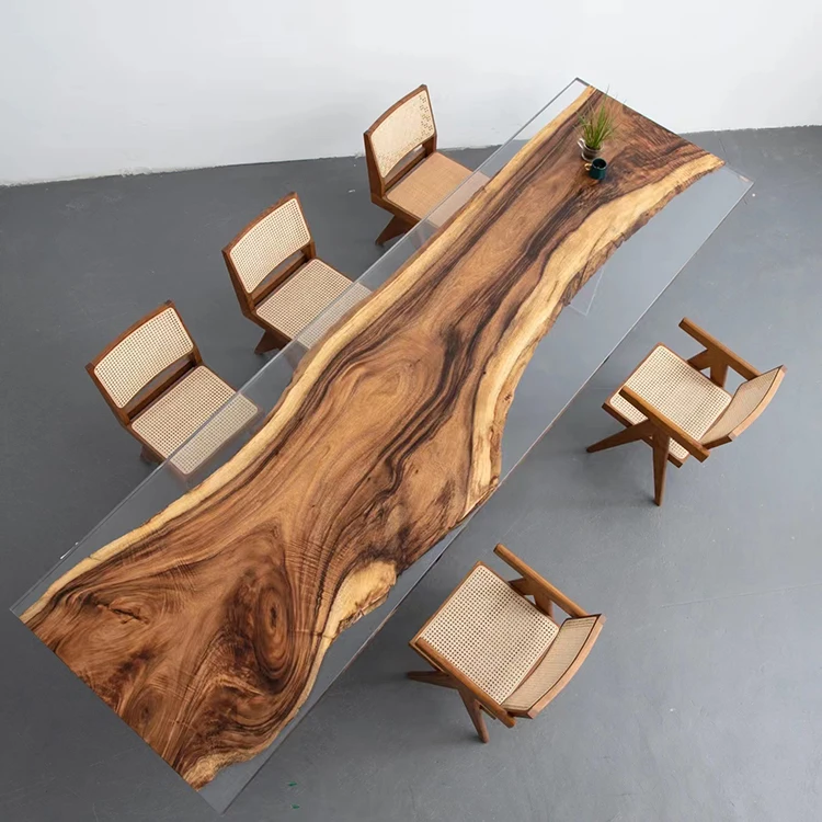 Customizable Blue River Table Epoxy Wood Table Walnut Resin River Coffee Table