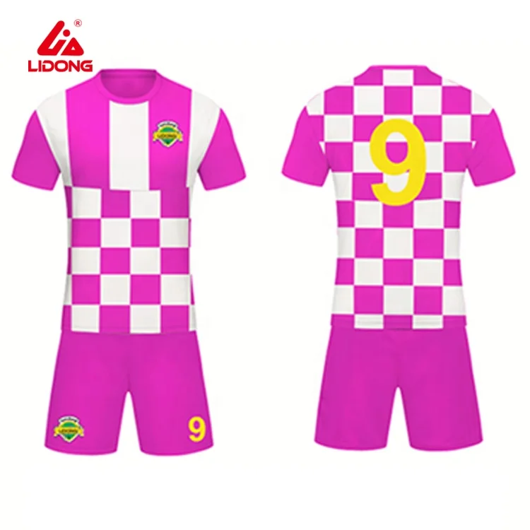 
Custom sublimated new style girls soccer practice outfits pink color football jersey 