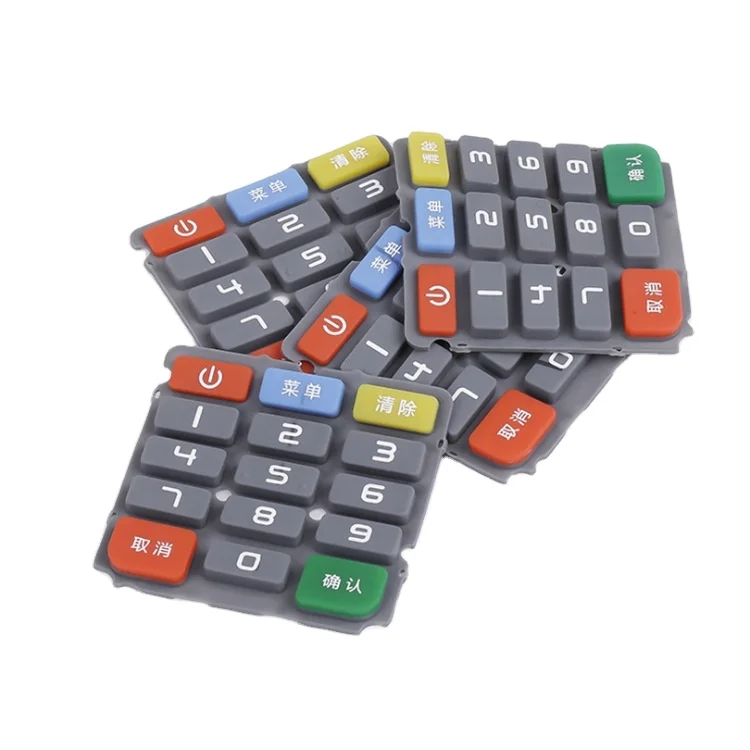 Kaixi OEM custom Silicone rubber keyboard keypad button with silk-printing PU oil carbon pill