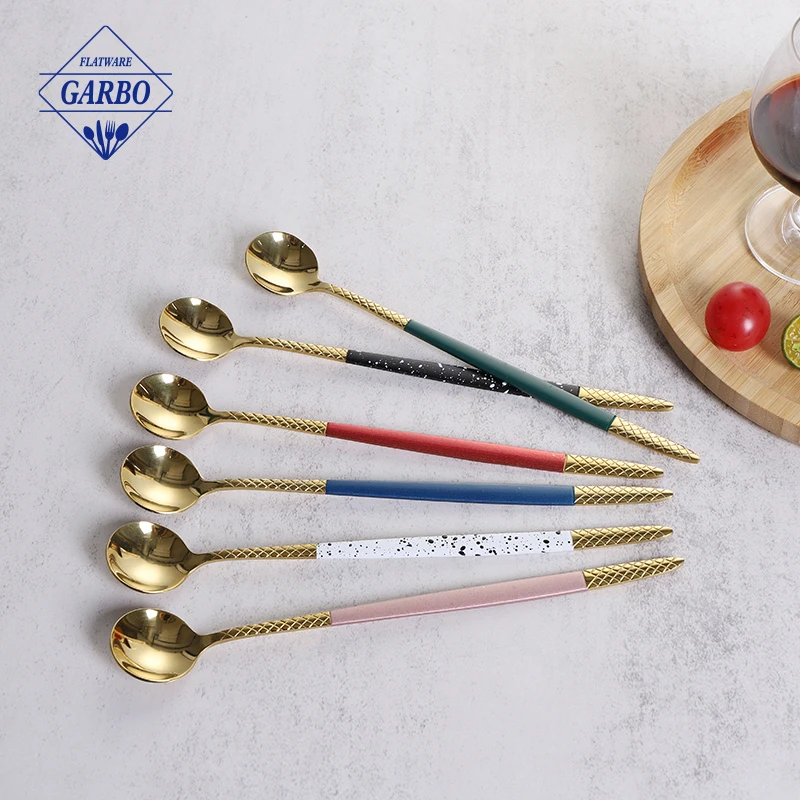 304 Stainless Steel Latte Spoon Long Handle Soup Spoons Ideal for Coffee Cafe Latte Cocktail Milkshake Cold Drink