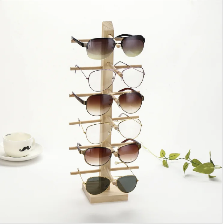 2022 Natural Wood Sunglasses Counter Display Rack Holding From 1- 12