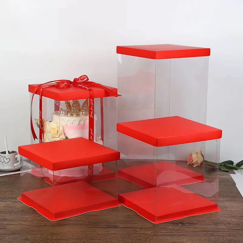 Wholesale Cheap High Quality Cake Box Plastic Birthday Custom Transparent Cake
