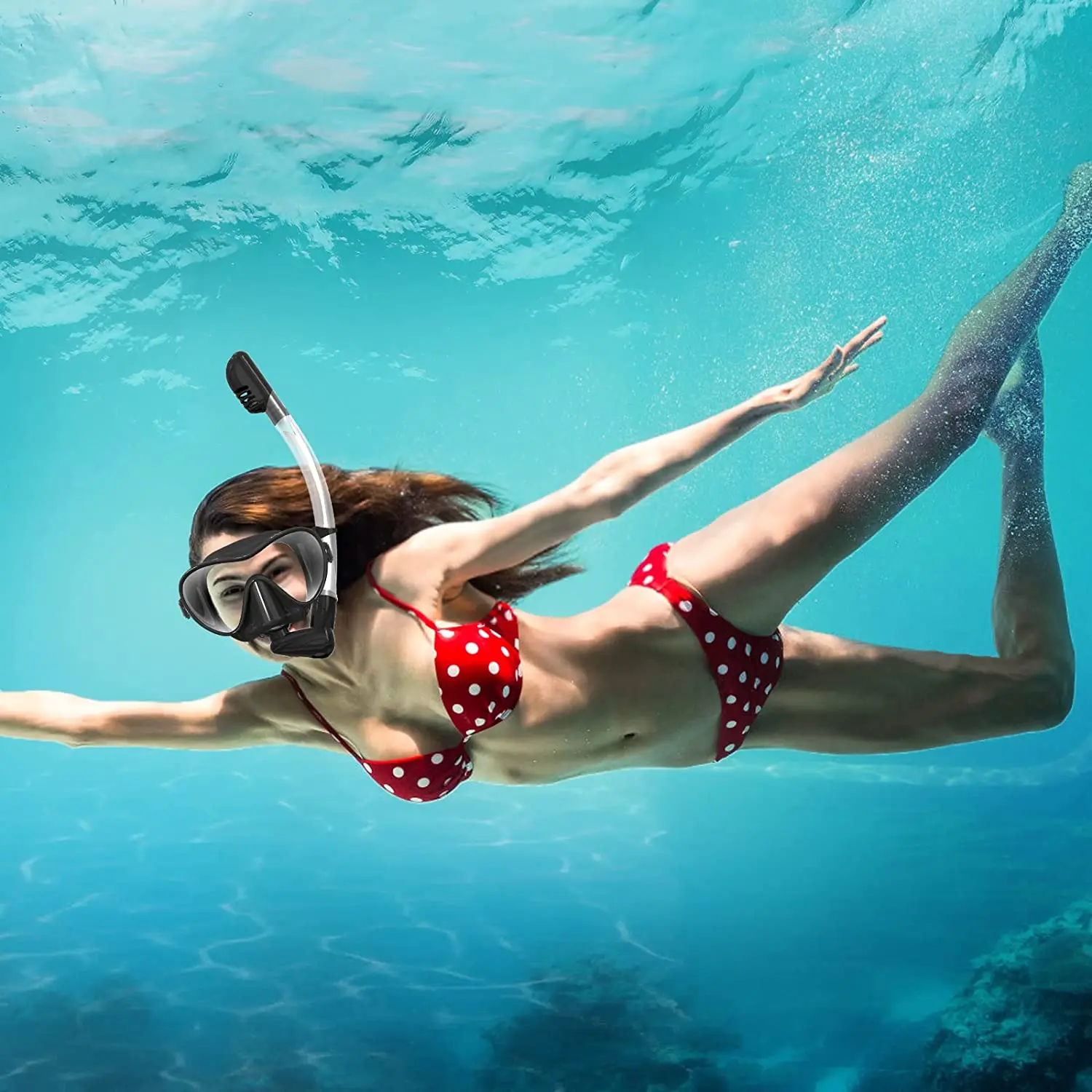 custom adults blue dry snorkel breathing tube shockproof  swimming pool accessories