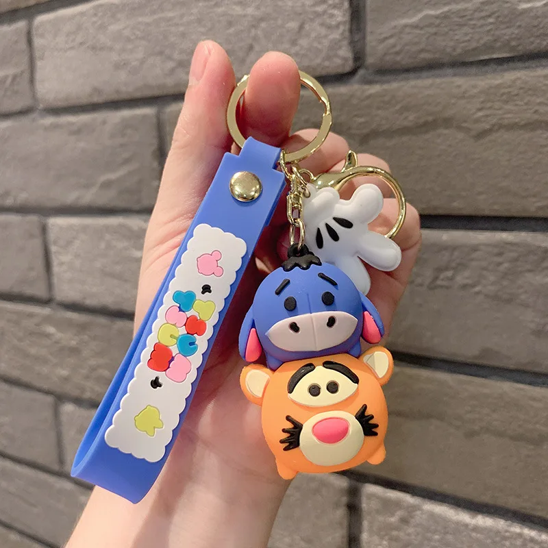S281 Strawberry Bear cartoon PVC soft rubber car Winnie-the-Pooh Bear key chain accessories wholesale key chain pendant doll
