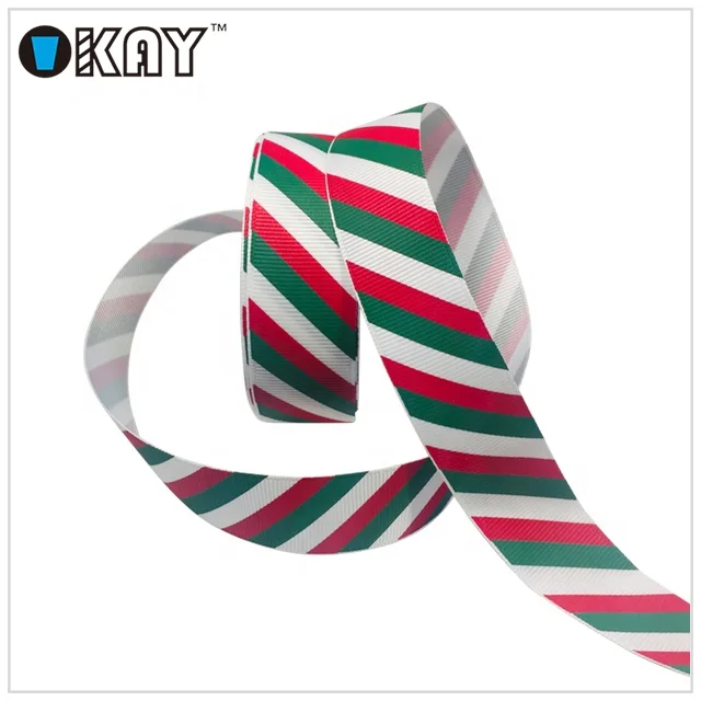 Free Sample Red and Green Stripe Wholesale Christmas Ribbon