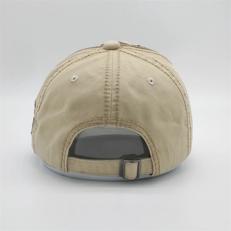 Customized Frayed Cloth Logo Worn Out Baseball Cap,Embroidery Visor Hats Dad Hats,Five Pointed Metal Star Lapel