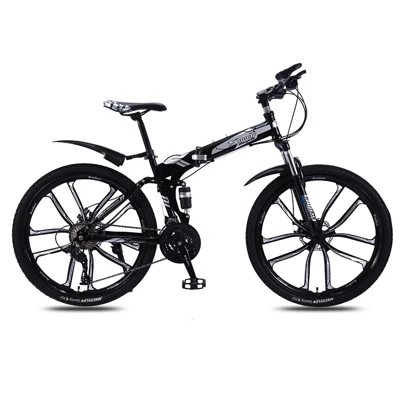 Cheap mountain bike Customized OEM Carbon Steel Frame Folding Bikes full suspension Mountain Bicycle