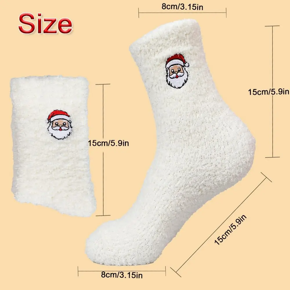 Adults Warm Fluffy Coral Fleece Socks  in Cute Christmas Design Cozy Winter Knitted Holiday Gift Package