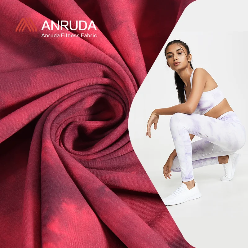 Hot selling jersey sports wear yoga leggings nylon tie dye printed high stretch spandex fabric for women