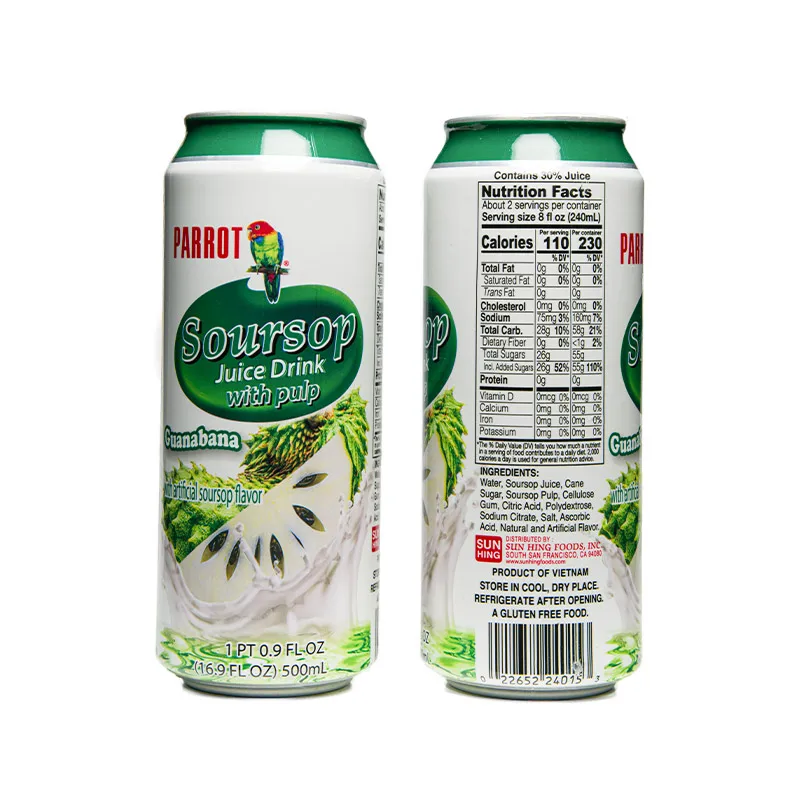 Premium Quality Made in Vietnam Best Sale Fresh 500ml Canned Soursop Juice Drink With Pulp
