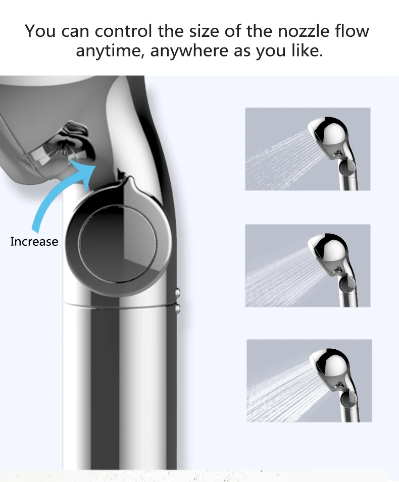 High pressure saving water long handle water spa filtered adjustable rainfall water purifier shower head