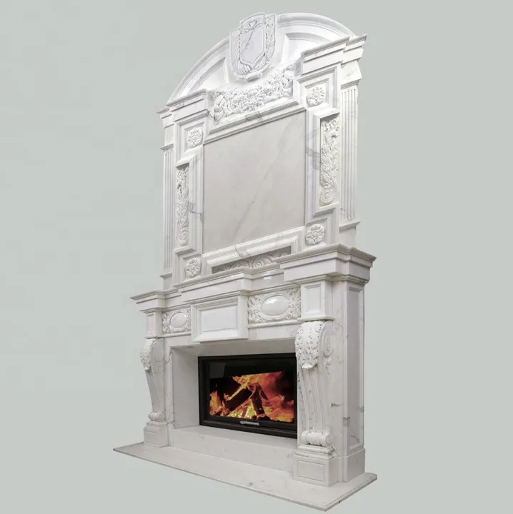High polished indoor decoration marble stone fireplace mantel