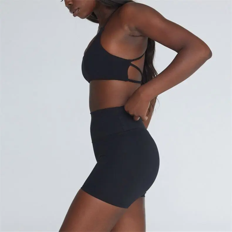 ECBC Wholesale Custom Butt Lifting Yoga Workout Nylon Athletic Matching Sexy Gym Fitness Summer Yoga Biker Women Shorts Sets