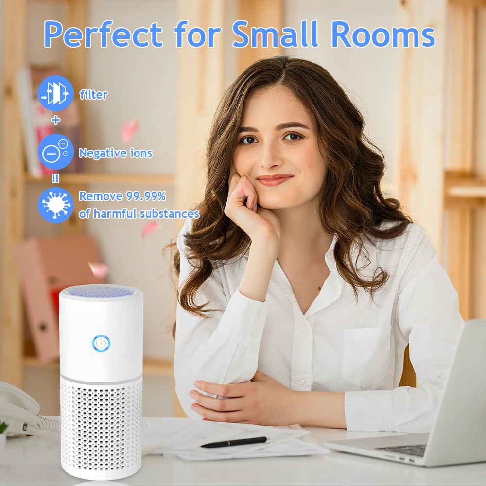 2024 New Manufacturing Portable Air Fresher car smoke remover Desktop Use Dual USB Port Easy to Carry Car Air Purifier