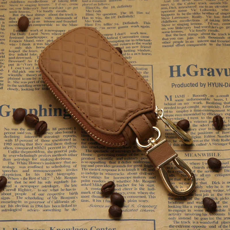 OEM Car key case hide universal car remote control cover gift bag Grid pattern Protect business senior storage logo custom