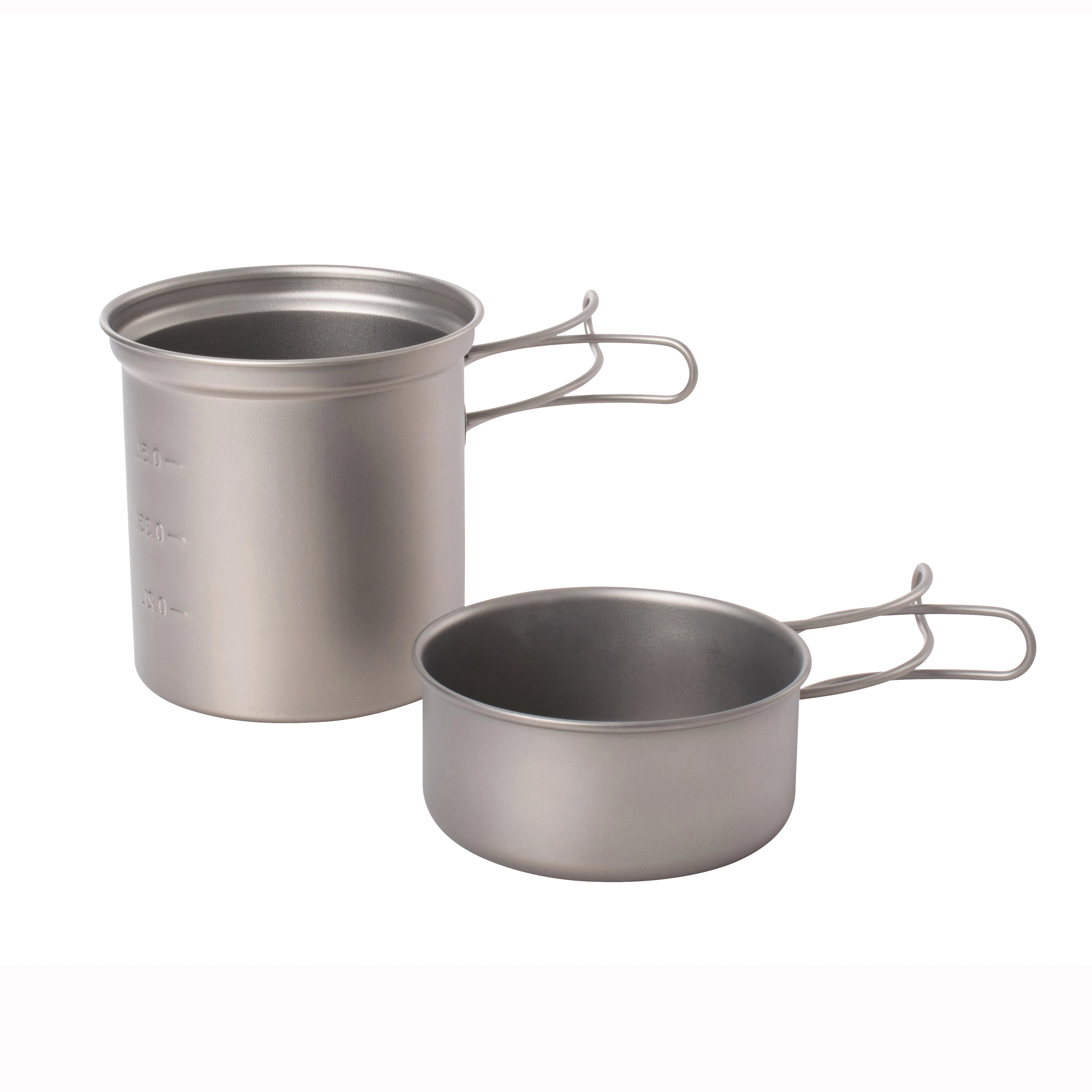 4pcs Ultralight Portable Durable Titanium Cookset 2 pot 2pan for outdoor camping hiking picnic