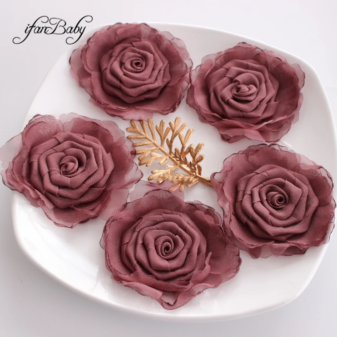 Unfinished Rolled Rose Burned Fabric Floral For Hair Accessories Girl Women Singed Hair Flowers