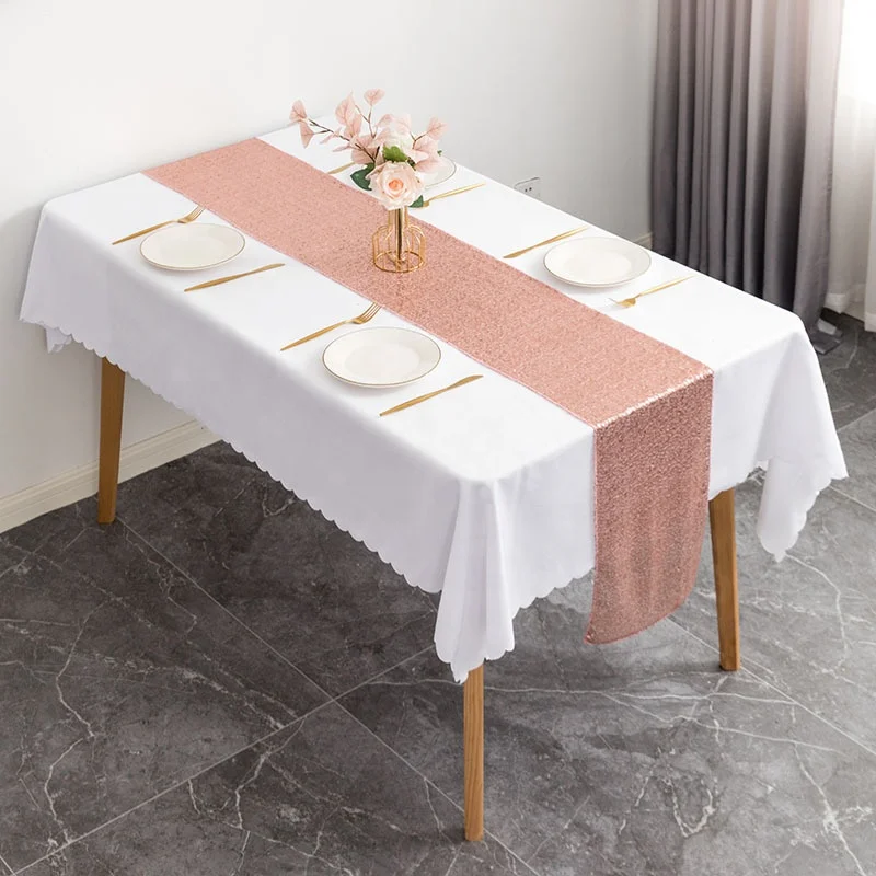 Party Wedding Birthday Celebration Supplies Decorations Wholesale Sequin Table Runner Rose Gold Glitter Table Linens