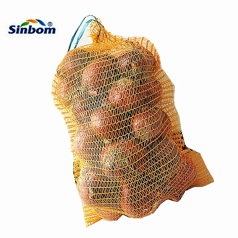 HDPE drawstring raschel mesh net bag for vegetables fruits