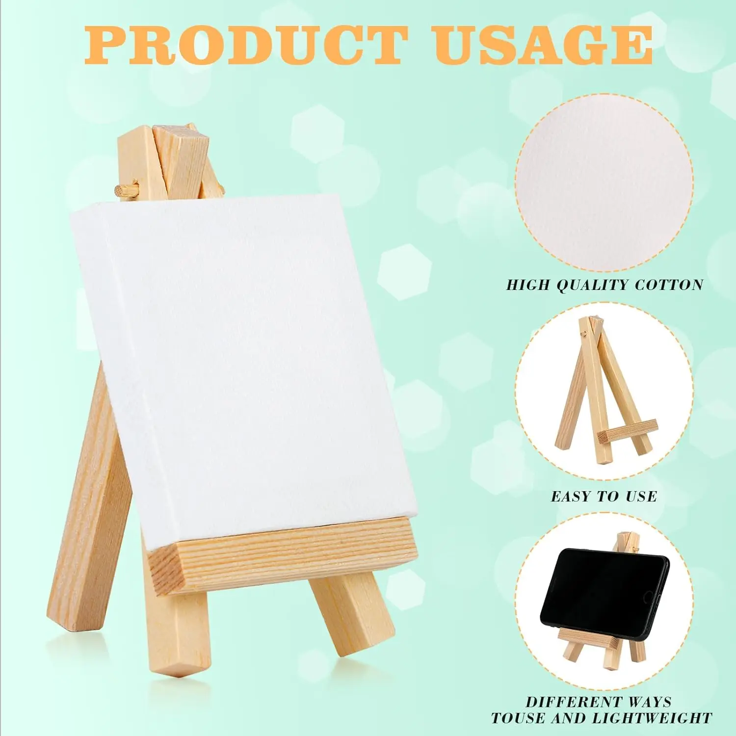 small5x7cm,6x8cm Stretched Mini Canvases Small Painting Canvas with Mini Easel Art Canvases for Painting with Wood Display Easel