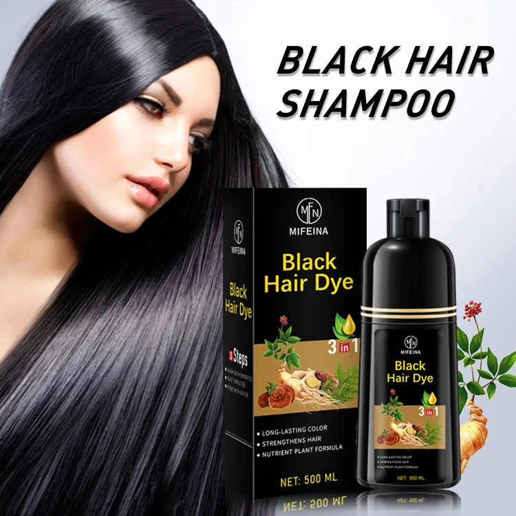 MOQ LOW 500ML Hair Color Shampoo Cover Gray White Hair Organic Hair Dye Shampoo Of Black no dark skin