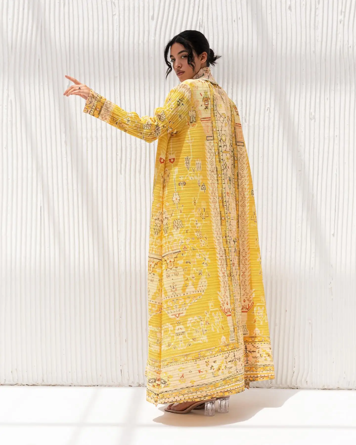 2024 Bohemian High Quality Miyake Abaya Dubai Muslim Pleat Women Dress Turkey Print Plus Size Loose Long Gown  Cardigan Robe