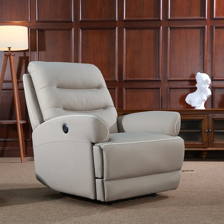Beige Home Furniture Cinema Wide Large Adjustable Power Fabric Electric Sofa Reclinable With 2-electric Button