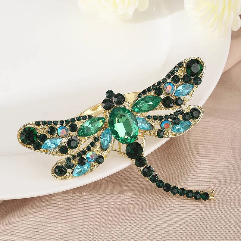 Alloy Diamond Inlaid Dragonfly Napkin Ring for Dinner Party
