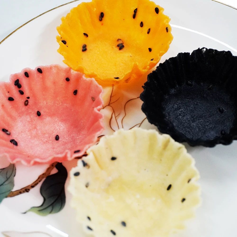 Hot Sale Sugar Free Chocolate Flavor Slim Crispy Beveled Tart Shell Premade Frozen Low Fat Butter Egg Tart Shell