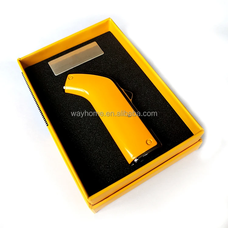 Branded Logo Metal Cigar Lighter Triple Torch Lighter Cigar Accessories with Gift Box