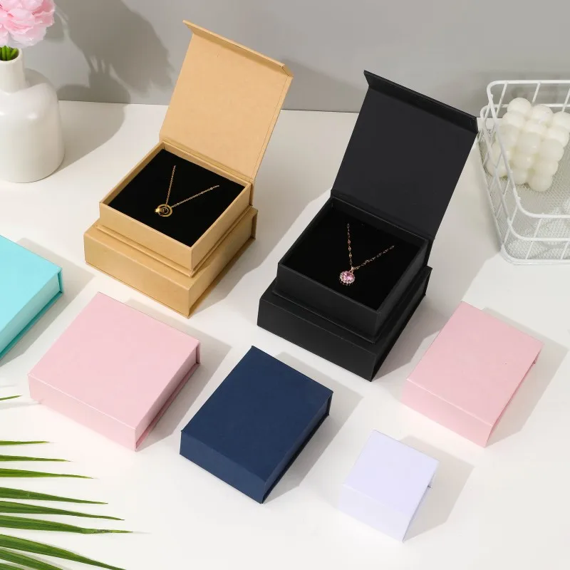 Jewelry earrings packaging box Magnetic flip ring necklace packaging box