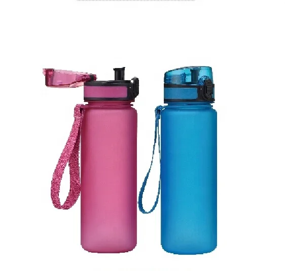 
500ml Personalized plastic frosted sports water bottles with Rubber Coating 