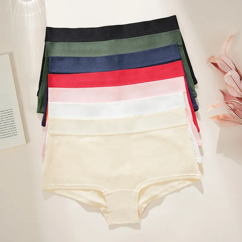 Womens Cotton Boy Shorts Panties Ladies High Waisted Full Coverage Stretch Underwear