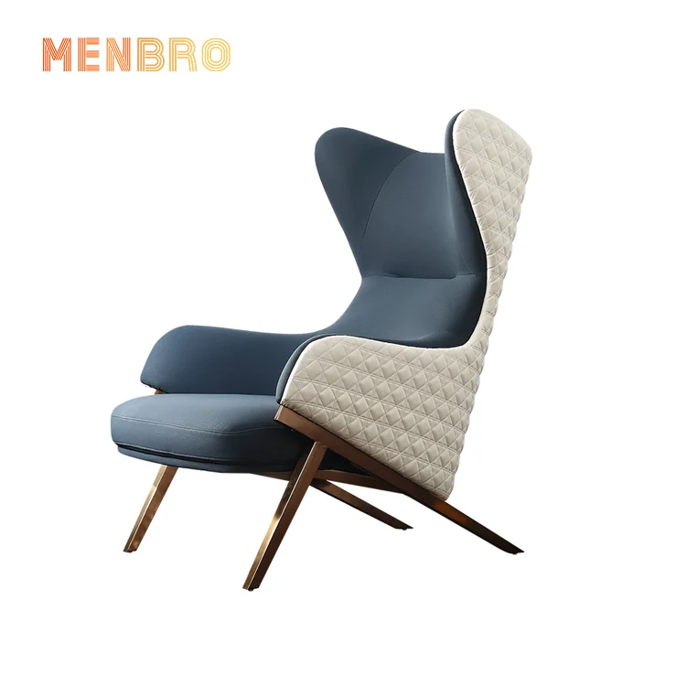 
China Supplied Modern Chair Lounge Bedroom Contemporary Genuine Leather Metal Relax Leisure Arm Chair For Sitting Room 