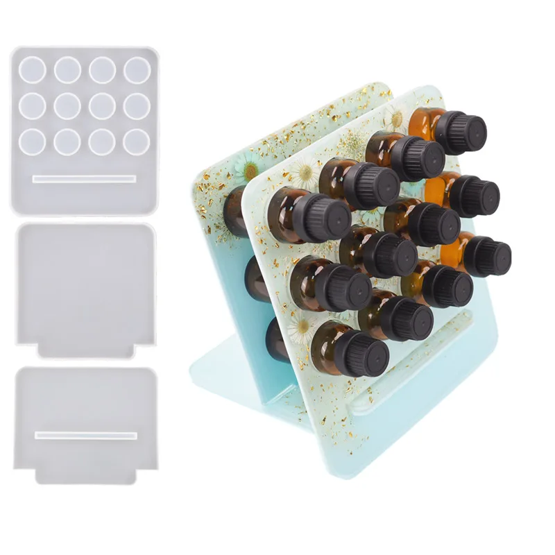 T685  Shiny 10ML/15ML/20ML resin essential oil storage rack mold aromatherapy oil rack silicone mold
